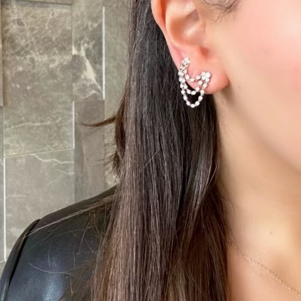 Trendy Triple Chain Link Single Earring - Dainty Minimalist Jewelry for Women - Perfect for Parties, Dates & Everyday Wear
