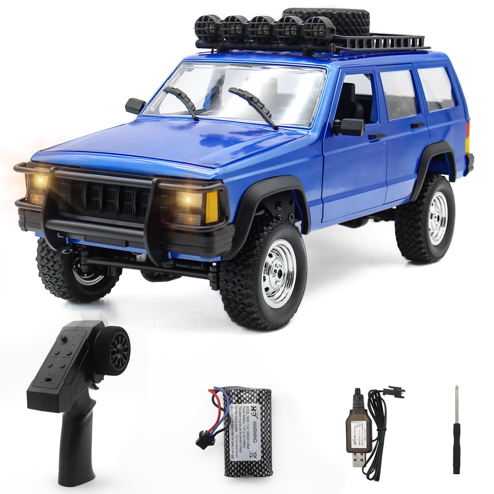 Fistone 1:12 Scale 2.4Ghz 4WD Remote Control Car - RC Rock Crawler Off-Road Truck with LED Lights, Waterproof All-Terrain Climbing Vehicle for Kids & Adults (Ages 8-12) - Perfect for Outdoor Adventures, Backyard Racing & Off-Roading Fun