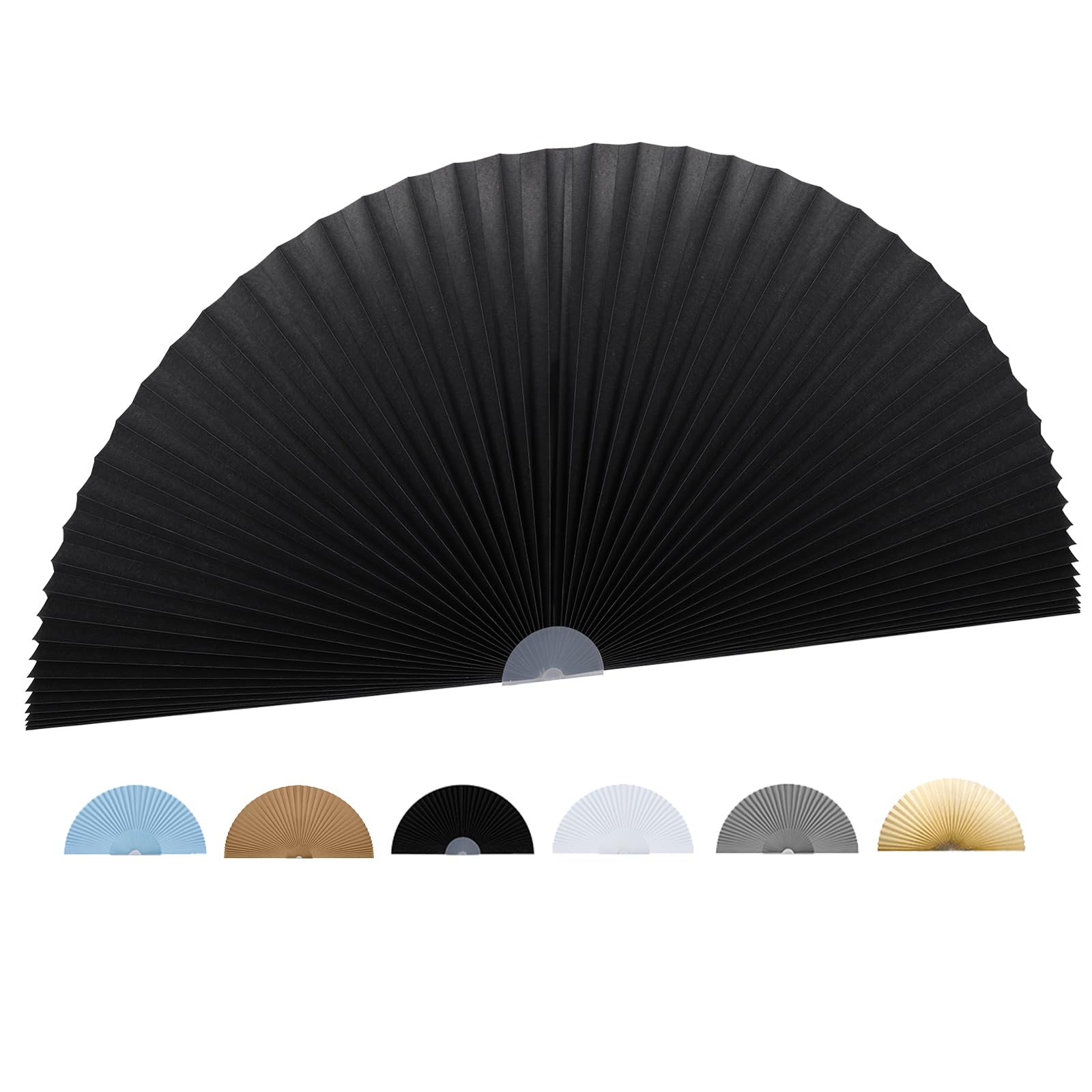 Half Circle Window Shades - Black Pleated Fabric Blinds for Arch Windows, 36x18 Inches | Light Filtering Semi-Circular Window Coverings | Easy to Cut & Install | Perfect for Bay Windows, Dormers & Unique Architectural Features
