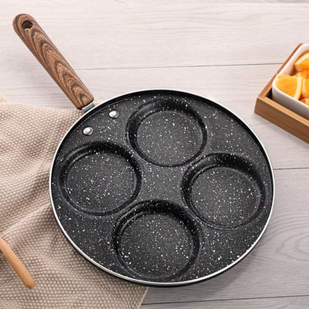 GDSKL 4-Cup Nonstick Frying Pan with Handle - E1 Certified Pancake, Blini & Egg Cooker - Perfect for Breakfast, Camping & Small Kitchen Cooking