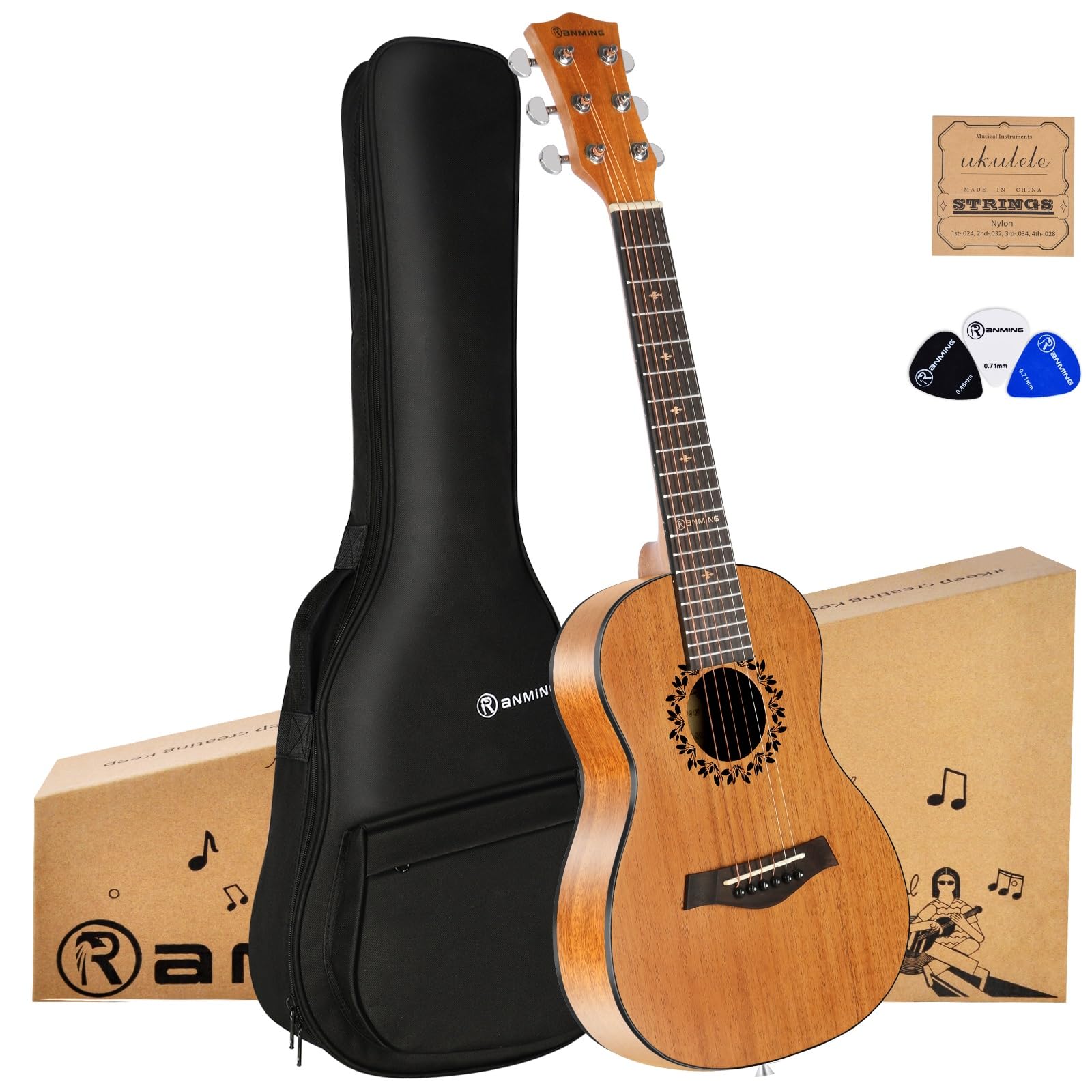Premium 30 Inch Baritone Ukulele Guitar - Mahogany Wood 6-String Guitalele with Gig Bag & Strings | Perfect for Adults, Kids & Beginners | Ideal for Travel, Camping, Music Lessons & Home Practice