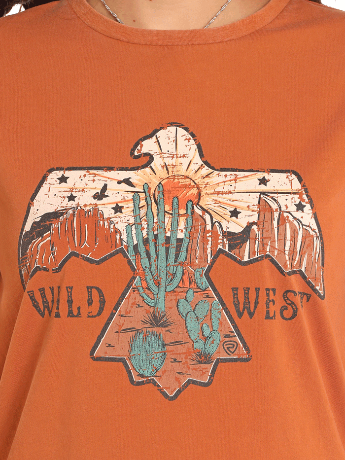 Rock & Roll Denim BW21T04526 Women's Eagle Graphic Tee Rust - Vintage Style Distressed T-Shirt for Casual Wear & Music Festivals