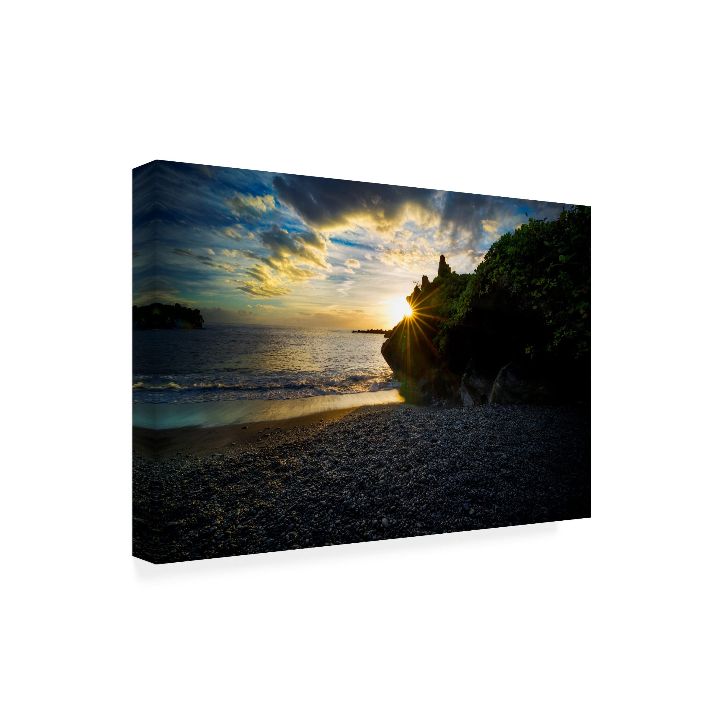 Dennis Frates 'Black Sand Beach 2' Canvas Wall Art Print - Modern Coastal Home Decor for Living Room, Bedroom & Office