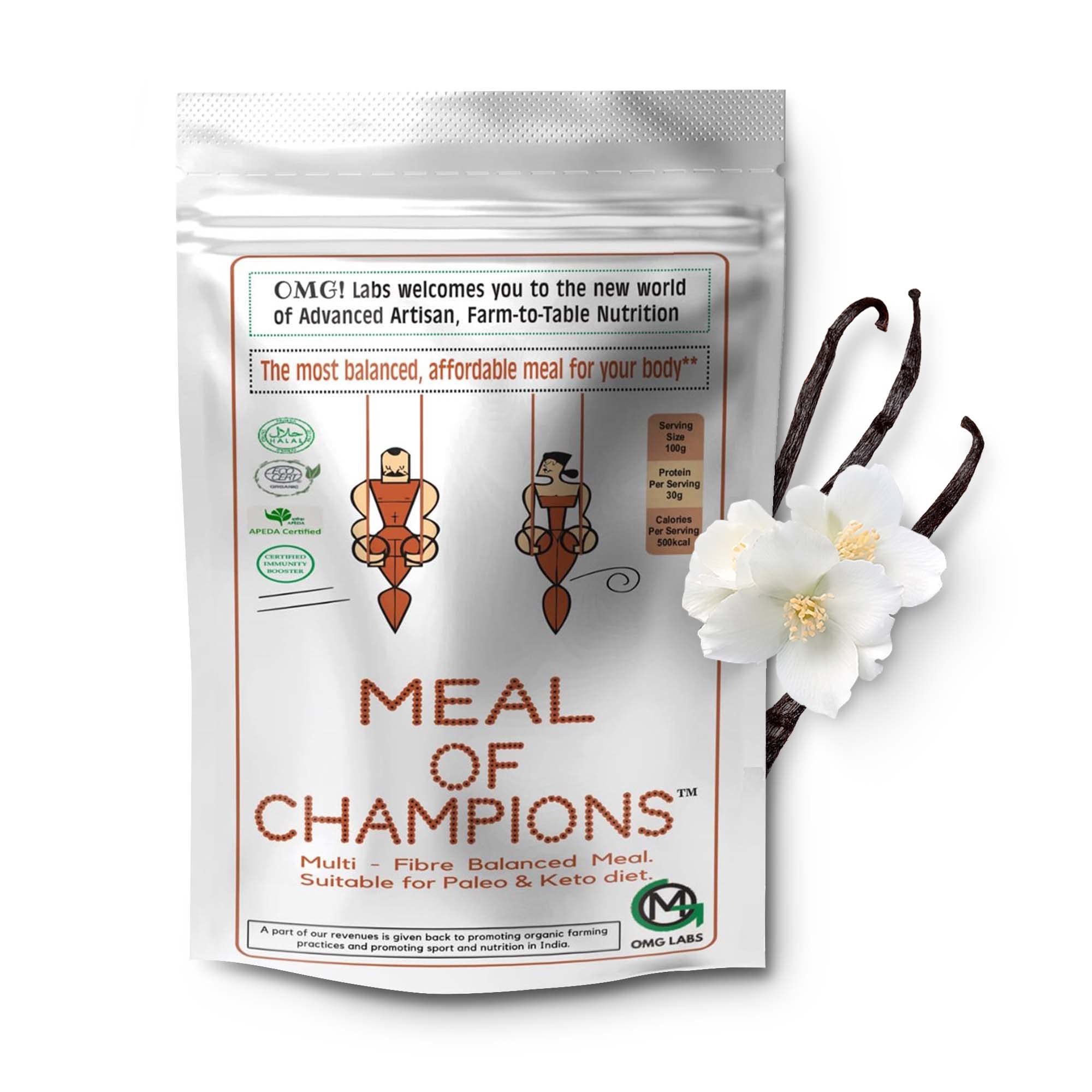OMG Labs Vegan Protein Shake Powder - Plant-Based Meal Replacement with Moringa for Weight Loss | Vanilla Flavored Healthy Smoothie Powder (Pack of 3) | Perfect for Post-Workout Recovery & Busy Lifestyle Nutrition