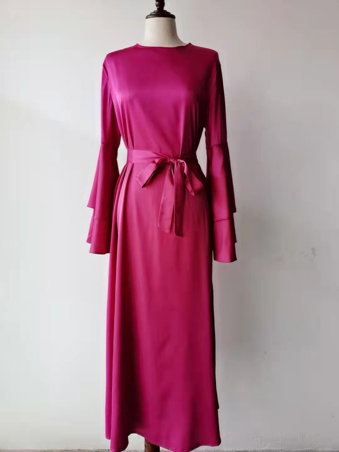 Elegant Plain Large Double Layer Flare Sleeve Abaya Dress - Modest Islamic Clothing for Women - Perfect for Prayer, Eid, and Special Occasions