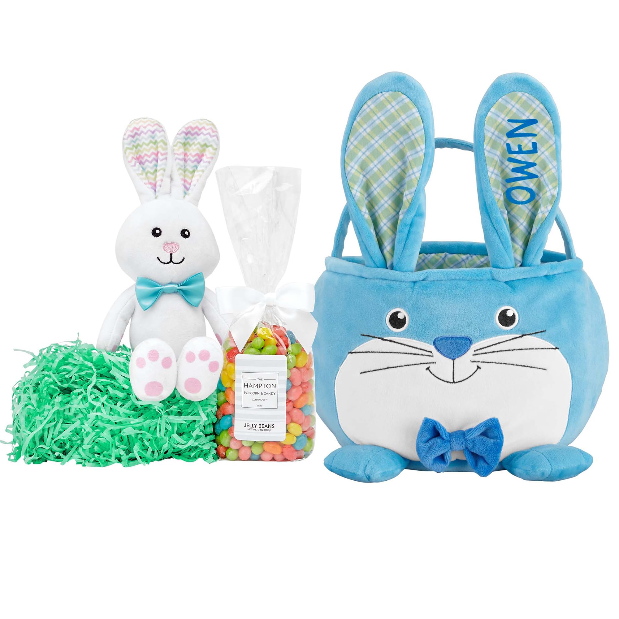 Personalized Easter Basket for Kids - Custom Name Plush Bunny with Fillable Design - Easter Gift for Boys & Girls - Blue Furry Critter Basket with Optional Stuffers - Perfect for Easter Celebrations, Egg Hunts & Holiday Gifting