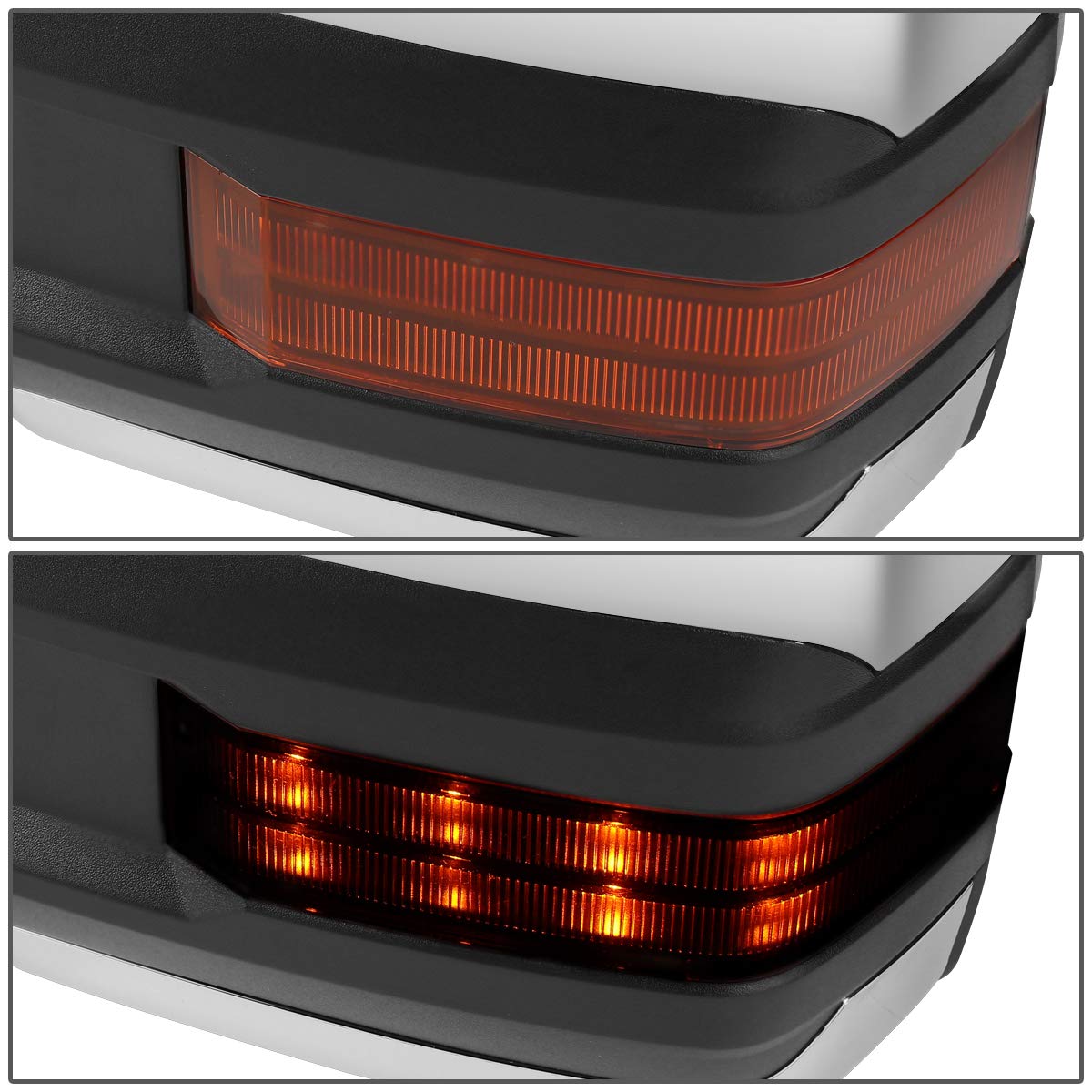 DNA MOTORING TWM-028-T666-CH-AM Chrome Manual Telescoping Towing Mirrors with Amber LED Turn Signals for 2007-2013 Chevy Silverado 1500 - Perfect for Enhanced Visibility & Safety During Towing & Night Driving