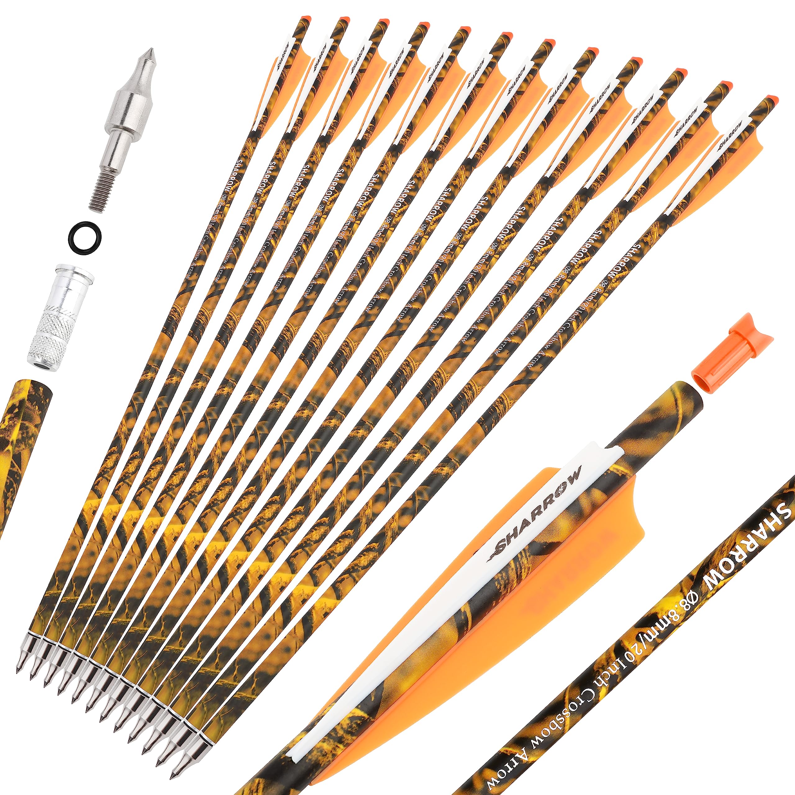 Carbon Crossbow Bolts 16-22 Inch with Broadheads for Hunting - 6/12PCS