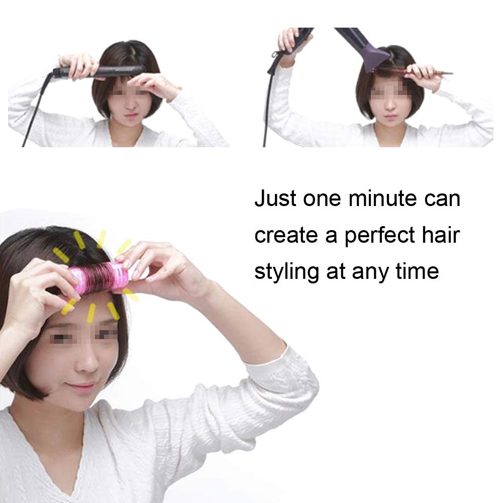 YUYTE Pink Ceramic Flocked Hair Rollers with USB Instant Heat - Portable Curling Iron for Bangs & DIY Hairstyling - Perfect for Travel, Home Use, and Salon Styling