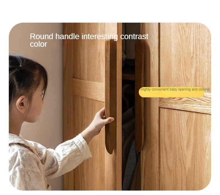 Solid Oak Wood Kids Wardrobe - Durable & Stylish Storage for Bedroom, Nursery, or Playroom Organization