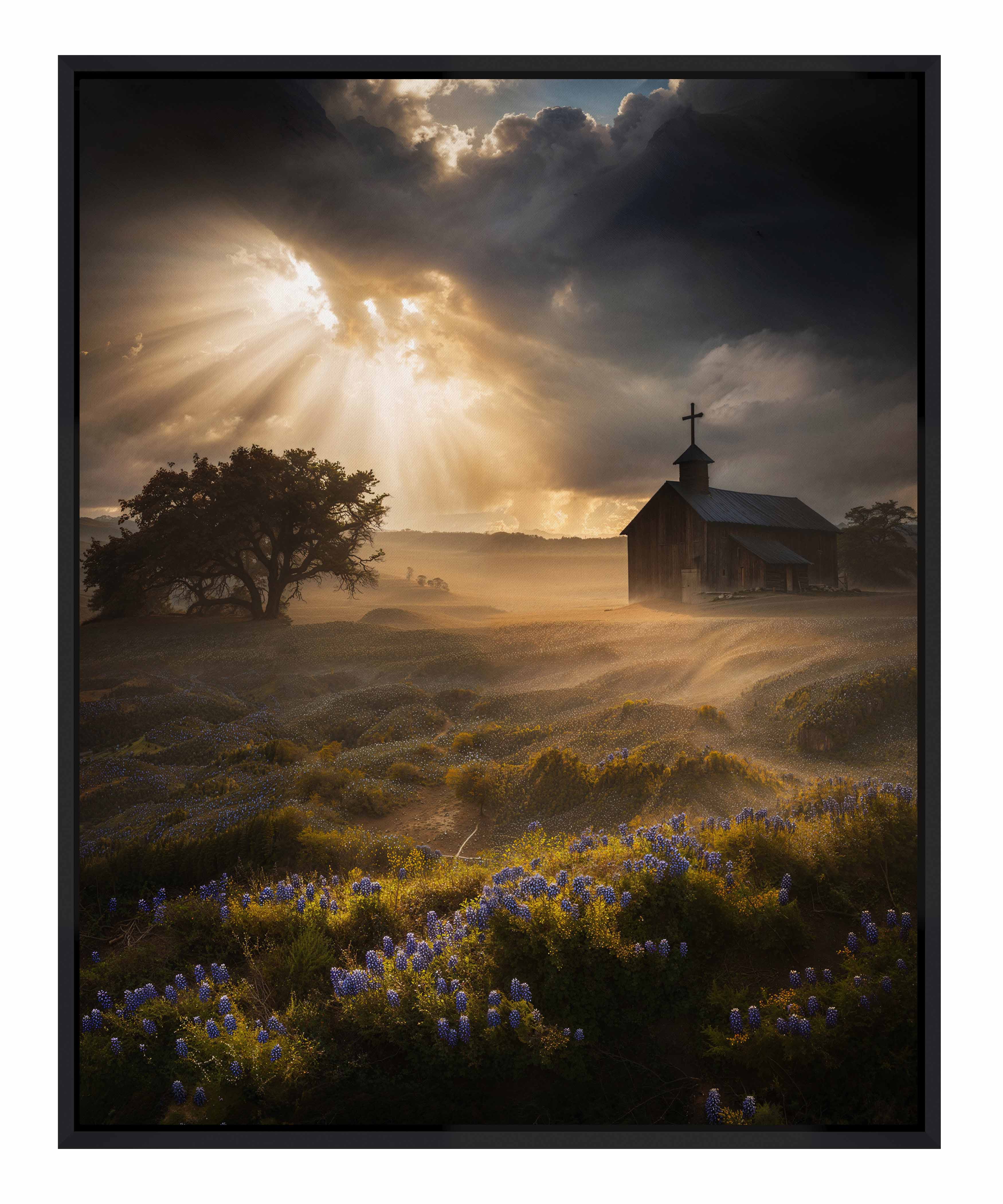 Celestial Rays Over Lone Star Land II - Stunning Galaxy Space Art Print on Gallery Wrapped Canvas - Perfect for Living Room, Bedroom & Office Wall Decor