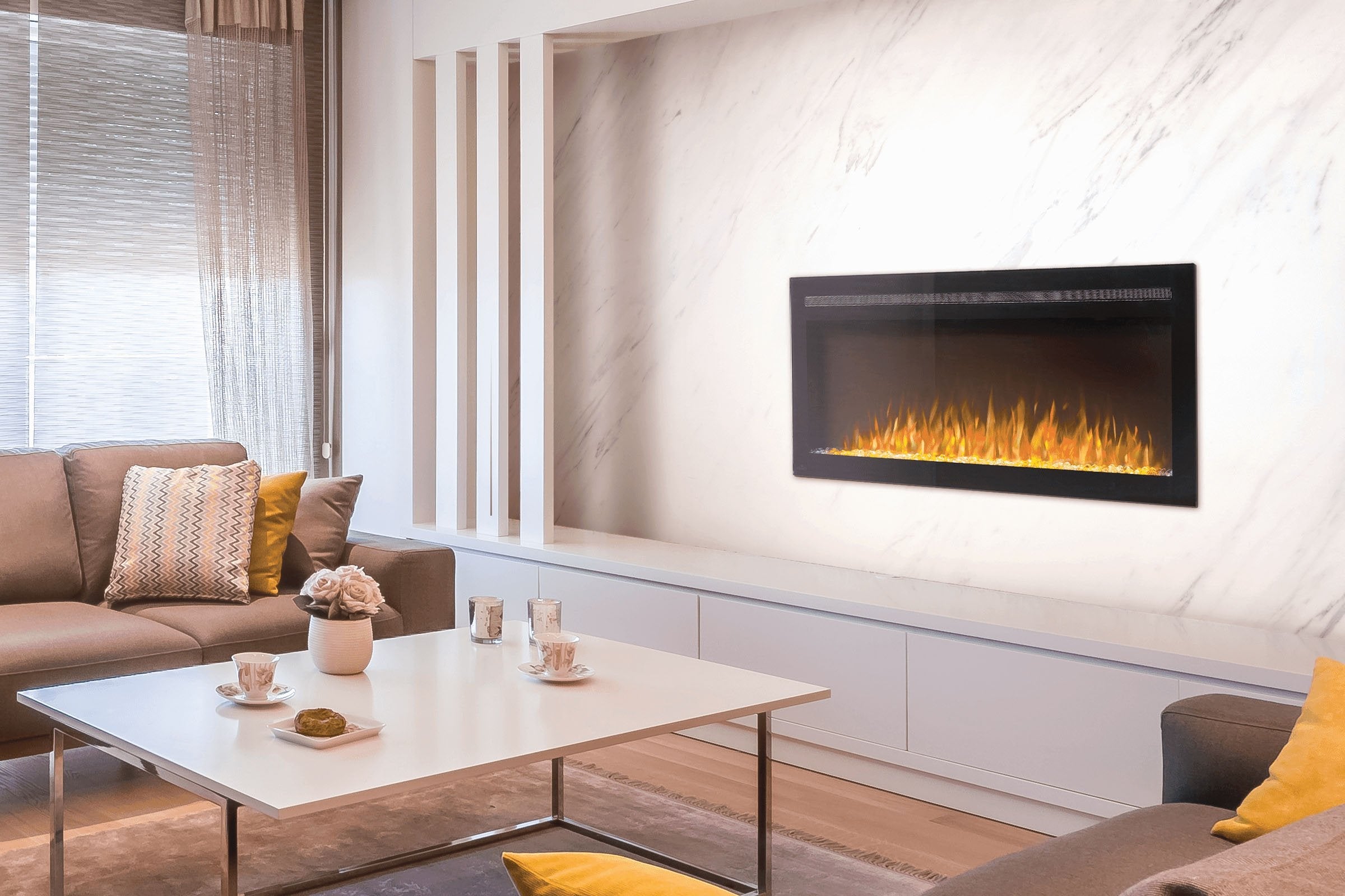 Napoleon PurView 60-Inch Wall Mount Electric Fireplace - Recessed or Surface Mount - Modern Home Heating for Living Room & Bedroom