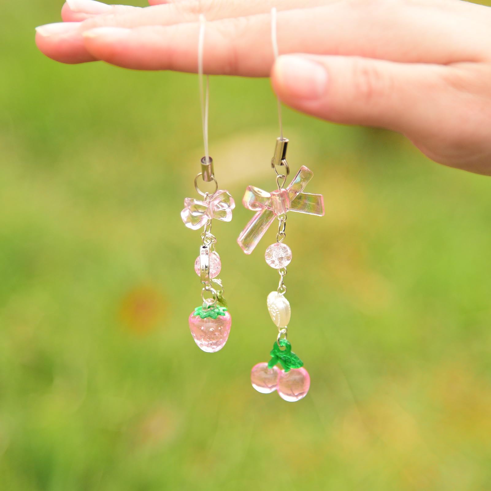 Strawberry Cherry Phone Charm - Cute Y2K Kpop Aesthetic Keychain for iPhone, AirPods, Camera, Bags & More | Perfect Gift & Kawaii Accessory for Girls, Teens & Kpop Fans