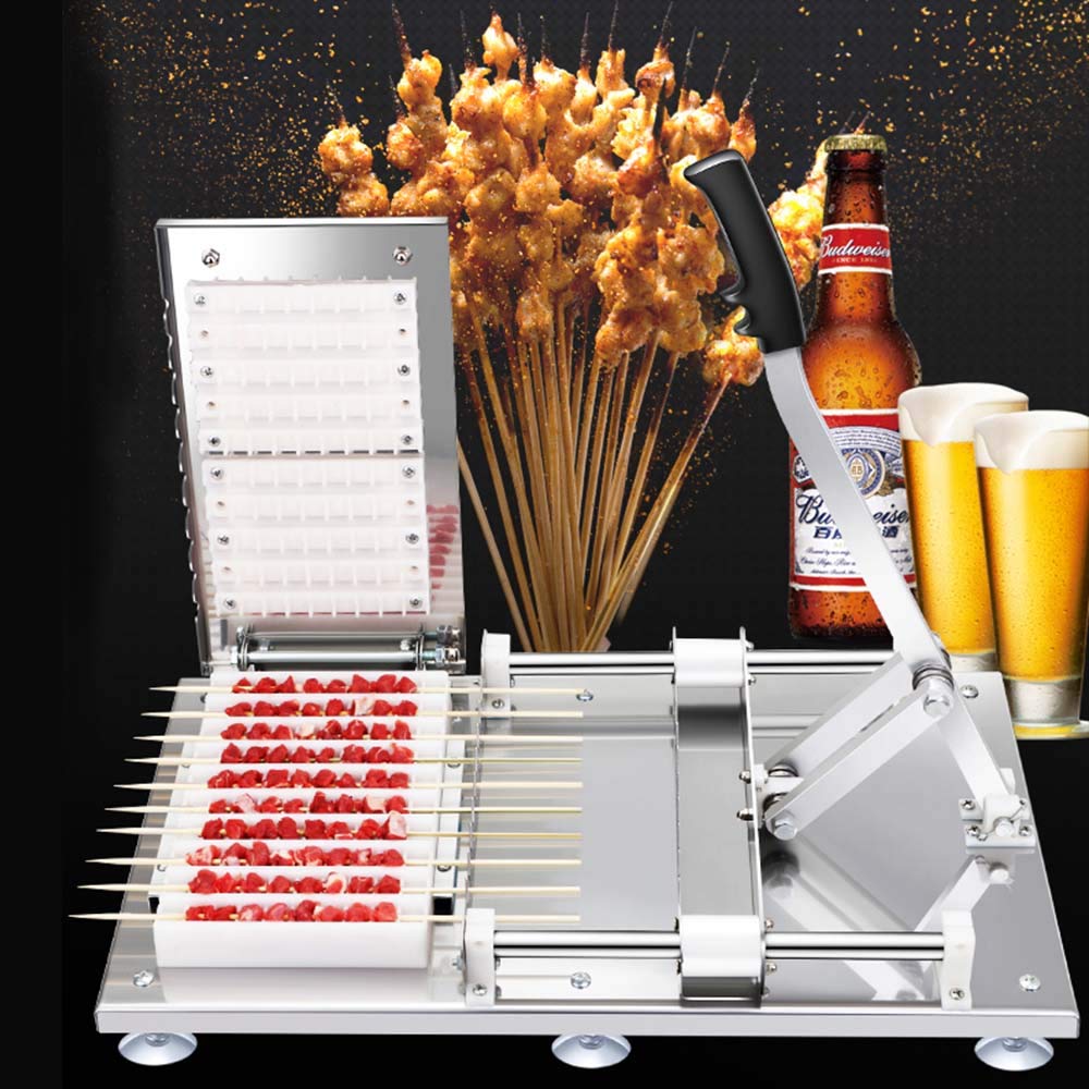 Manual Mutton Kebab Machine - BBQ Bamboo Skewer & Doner Kebab Maker with 10 Skewers - Perfect for Home BBQ Parties, Outdoor Grilling & Turkish Cuisine