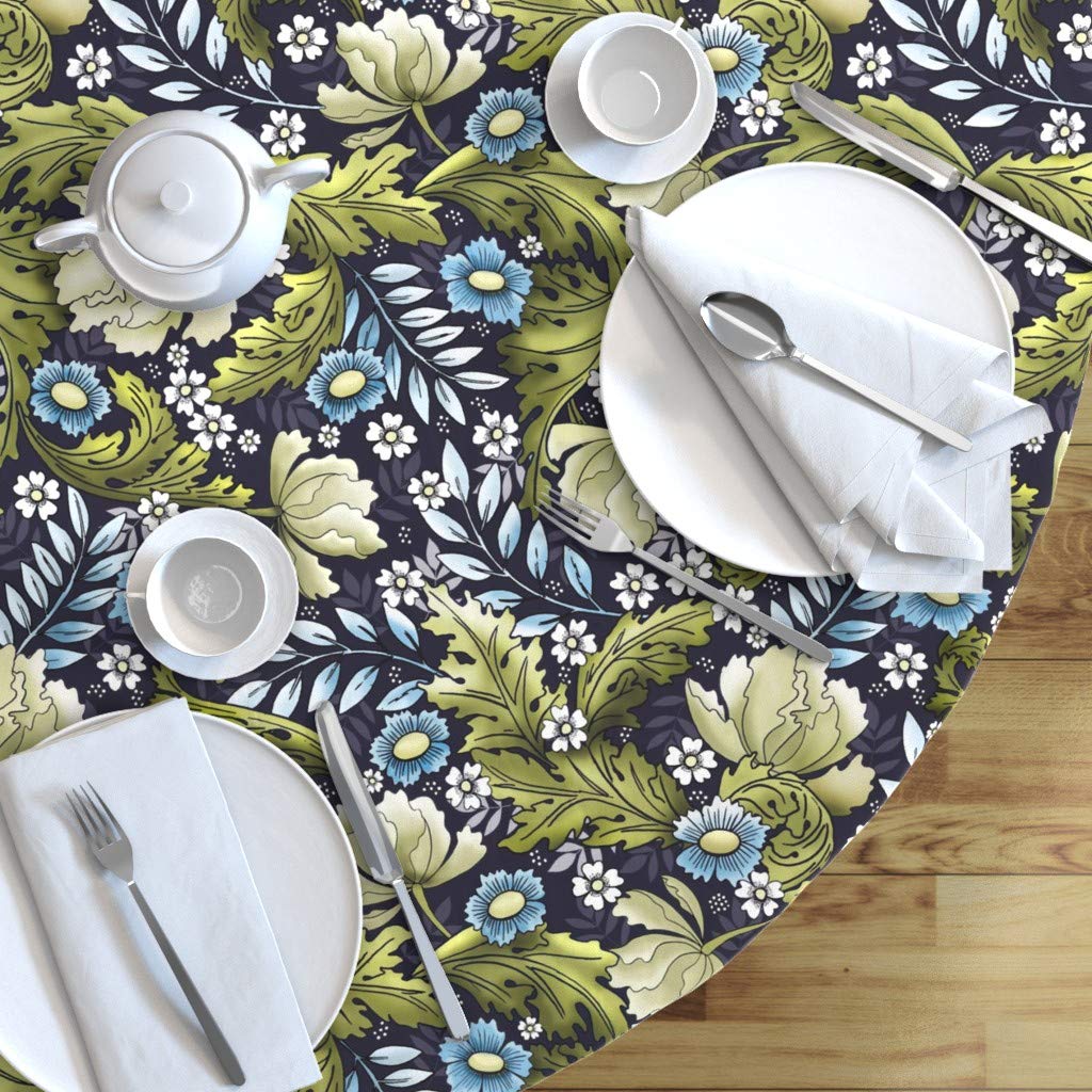 Victorian Era Vintage Floral Print Cotton Sateen Tablecloth - 90