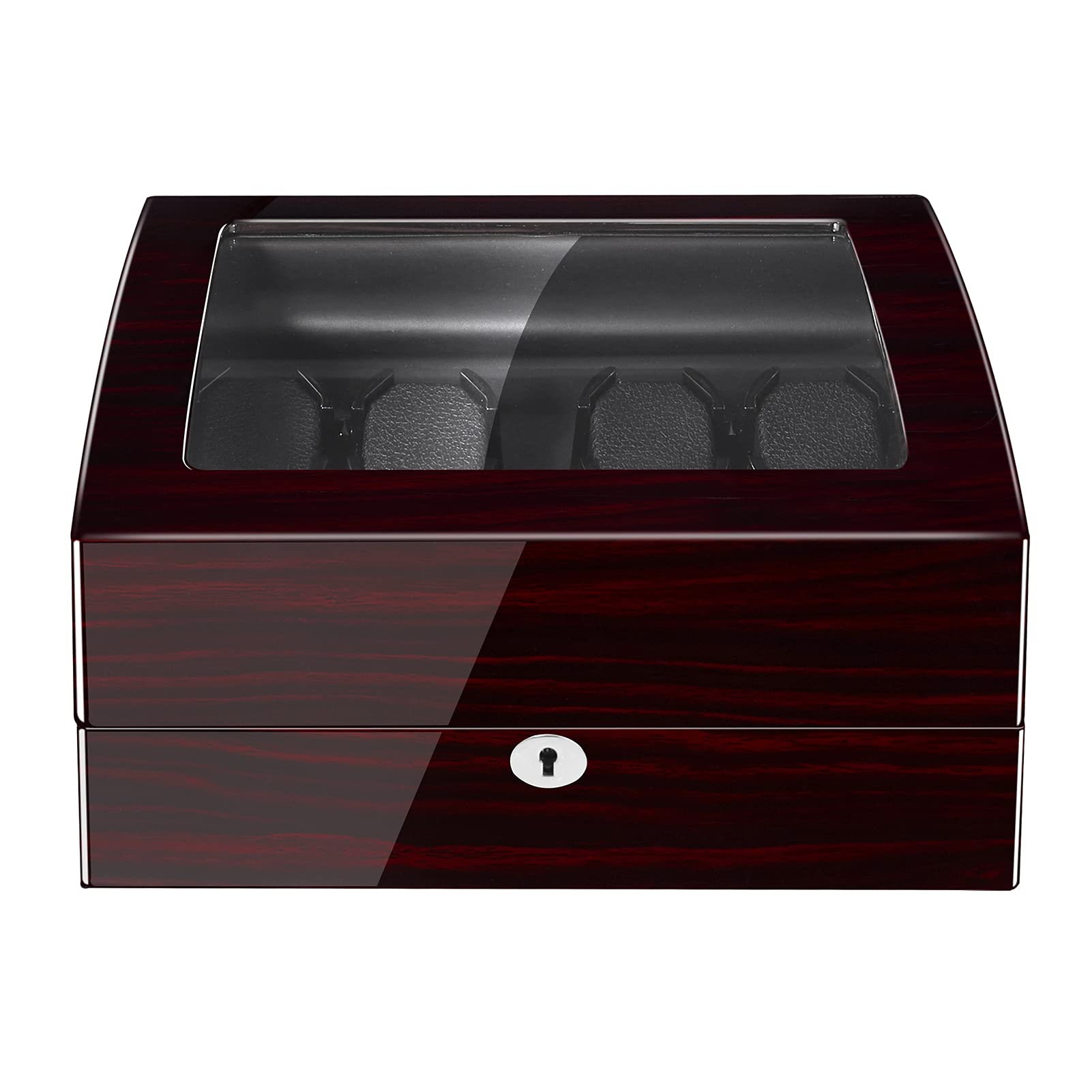 Sepano Automatic Watch Winder for 4 Watches - Wooden Display Case with 6 Storage Slots, 4 Rotation Modes & Silent Motor | Flexible Watch Pillows for Men & Women | Perfect for Watch Collections, Travel & Luxury Home Decor