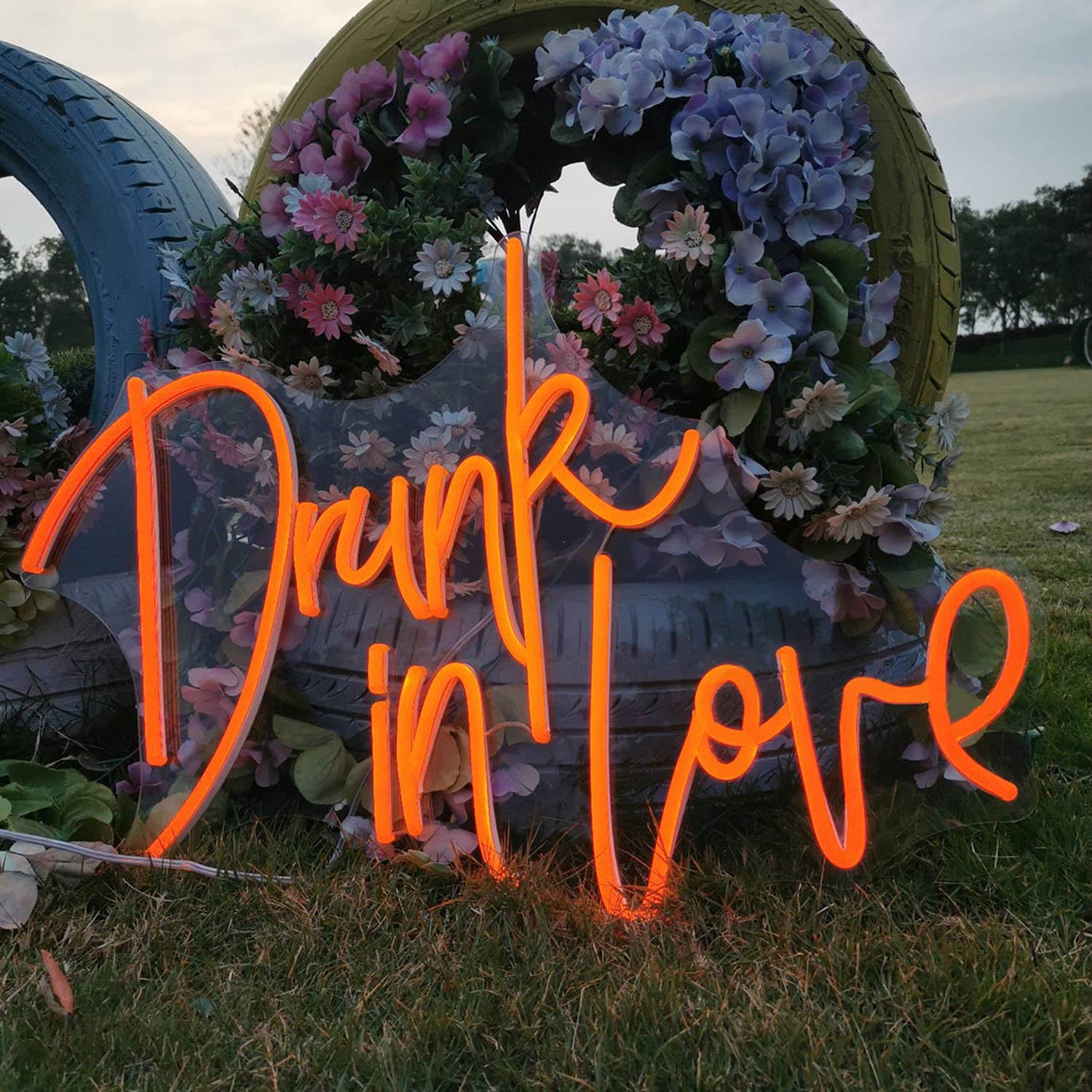 Custom Drunk in Love LED Neon Sign - Personalized Wall Decor for Weddings, Anniversaries & Parties | Durable Flex Neon Light for Home, Bar & Event Decorations | Perfect for Romantic Gifts & Celebration Backdrops