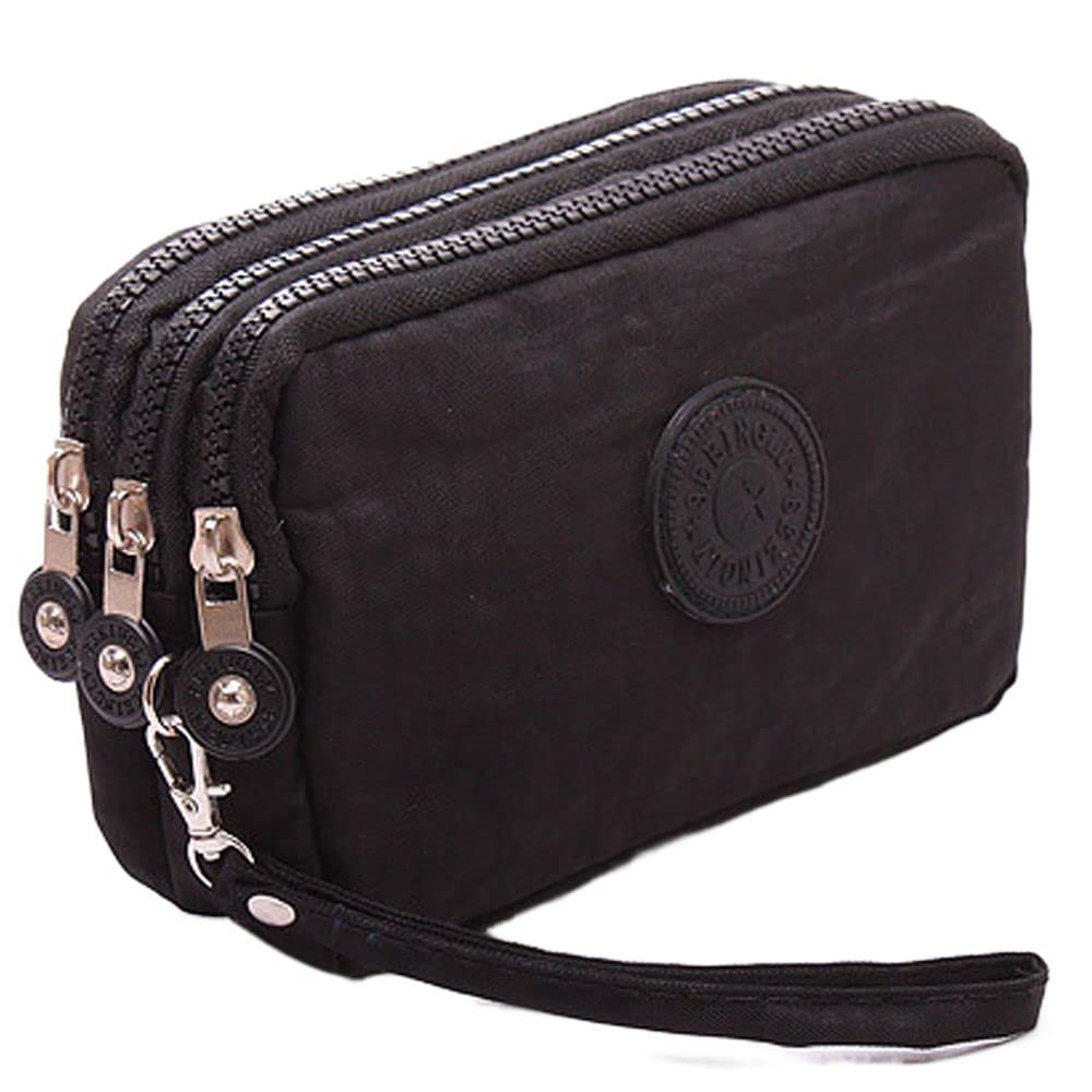 Vintage Solid Color Coin Purse - Women's Small Wallet & Makeup Bag (Black) for Daily Use & Travel