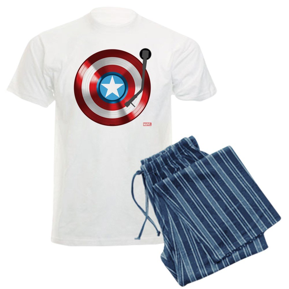 Captain America Vinyl Shield Men's Pajama Set - Superhero Sleepwear for Marvel Fans | Comfortable & Stylish Marvel Comics Themed Pajamas for Men | Perfect for Cosplay, Movie Nights & Gifts