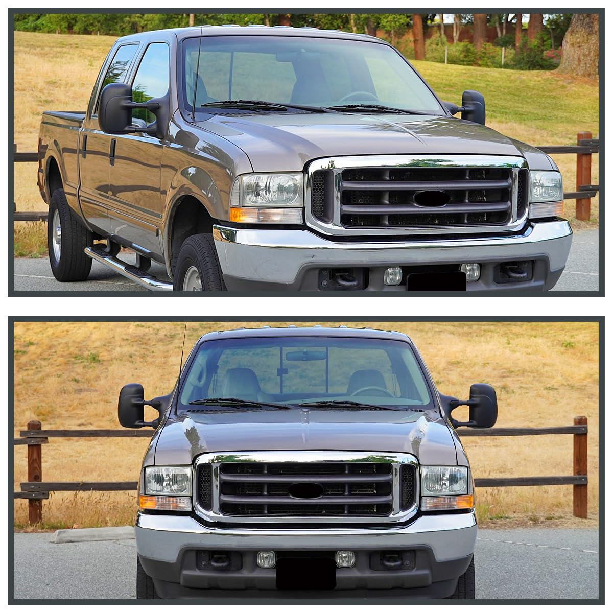 Spec-D Tuning Manual Towing Side Mirrors for 1999-2016 Ford F250 F350 F450 Super Duty Truck - Durable Replacement Mirrors for Enhanced Visibility While Towing Trailers & Heavy Loads