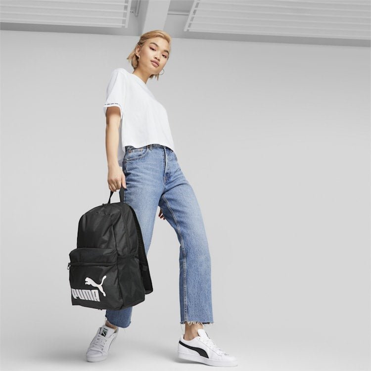 PUMA Phase Black Backpack for Men & Women - Lightweight Durable Laptop Backpack for Work, School, Travel & Gym - Water Resistant Casual Daypack with USB Charging Port