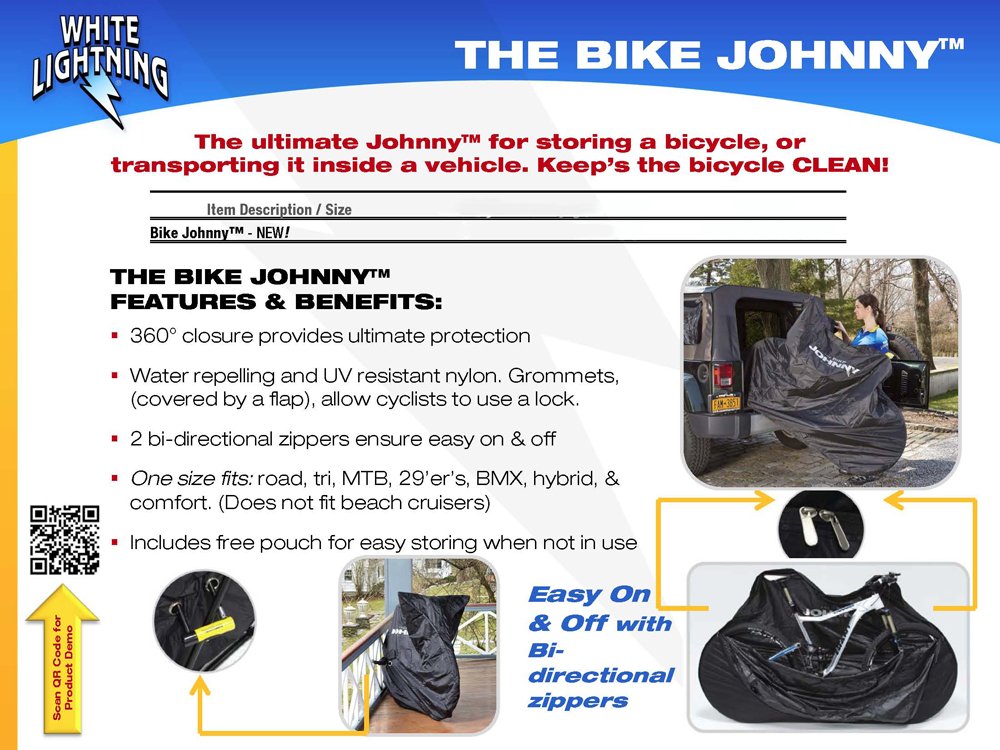 White Lightning Bike Johnny Bike Cover - Waterproof & UV Resistant Bicycle Cover for Outdoor Protection - Perfect for Garage, Travel & All Weather Use