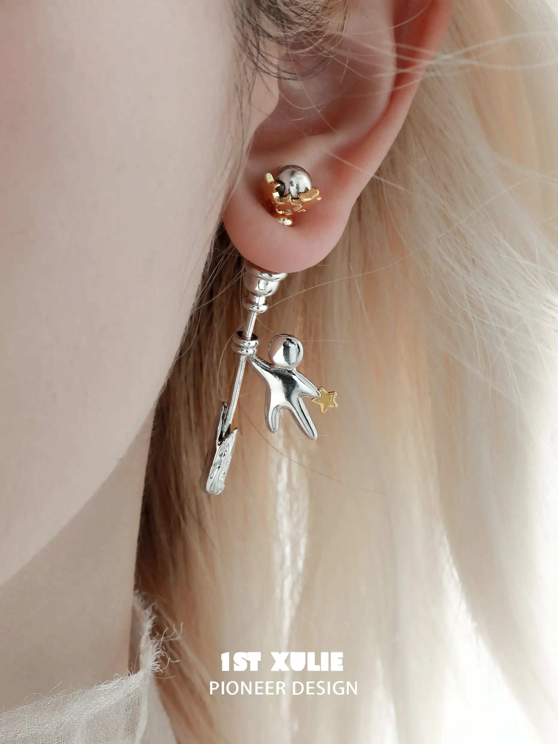 Wishtar 18K Gold Plated Star Picker Earrings for Women - Elegant Dangle Earrings for Party, Wedding & Evening Outfits
