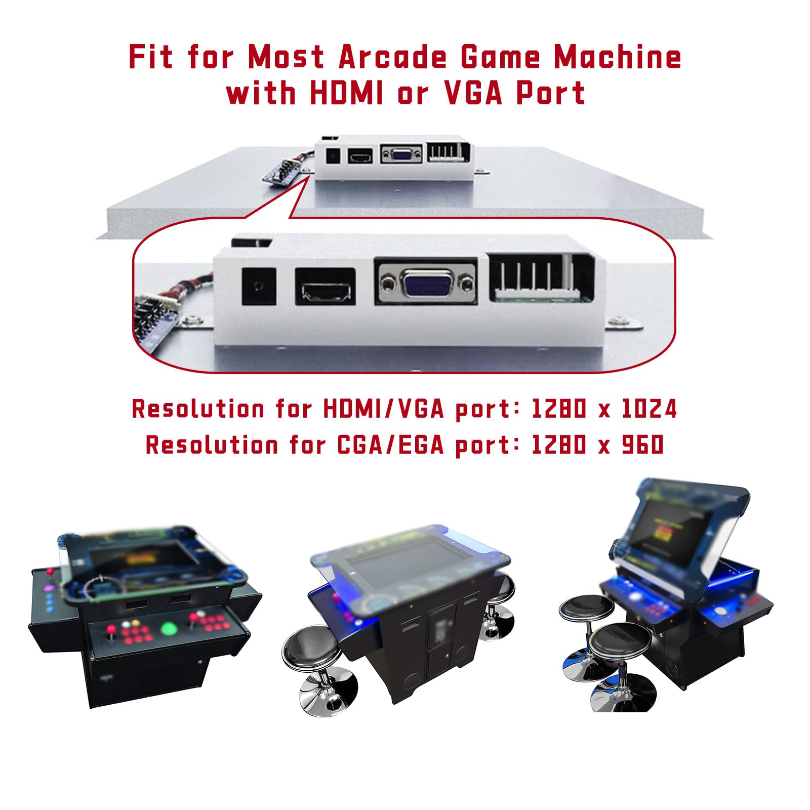 UNICO 26 Inch 4:3 LCD Arcade Monitor - HDMI/VGA/CGA/EGA Compatible Gaming Display for Arcade Machines | Easy Installation Accessory | Perfect for Retro Gaming & Home Arcade Setup (26 Inch)