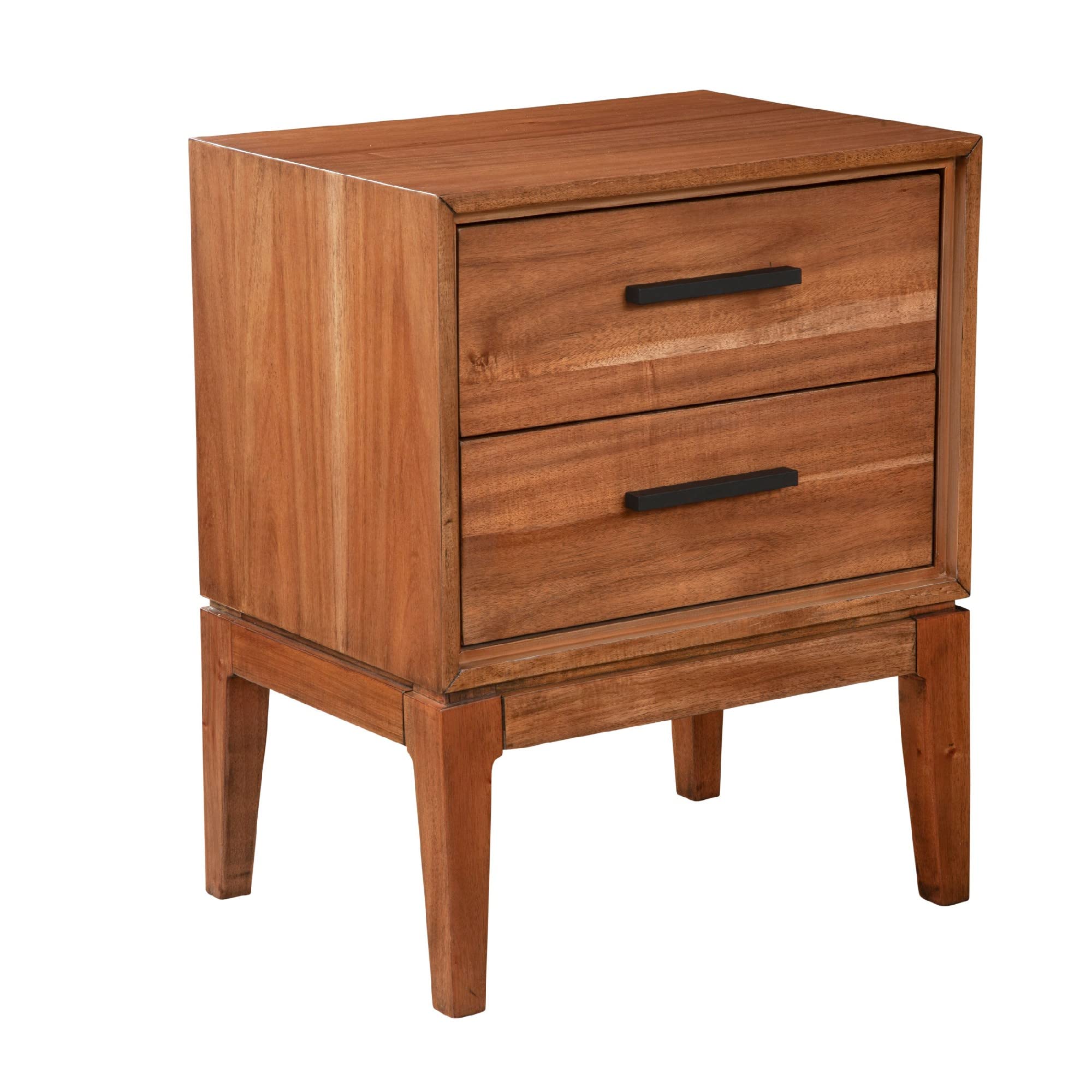 Benjara 2-Drawer Nightstand with Solid Wood Frame in Brown - Perfect for Bedroom, Living Room, or Guest Room Storage