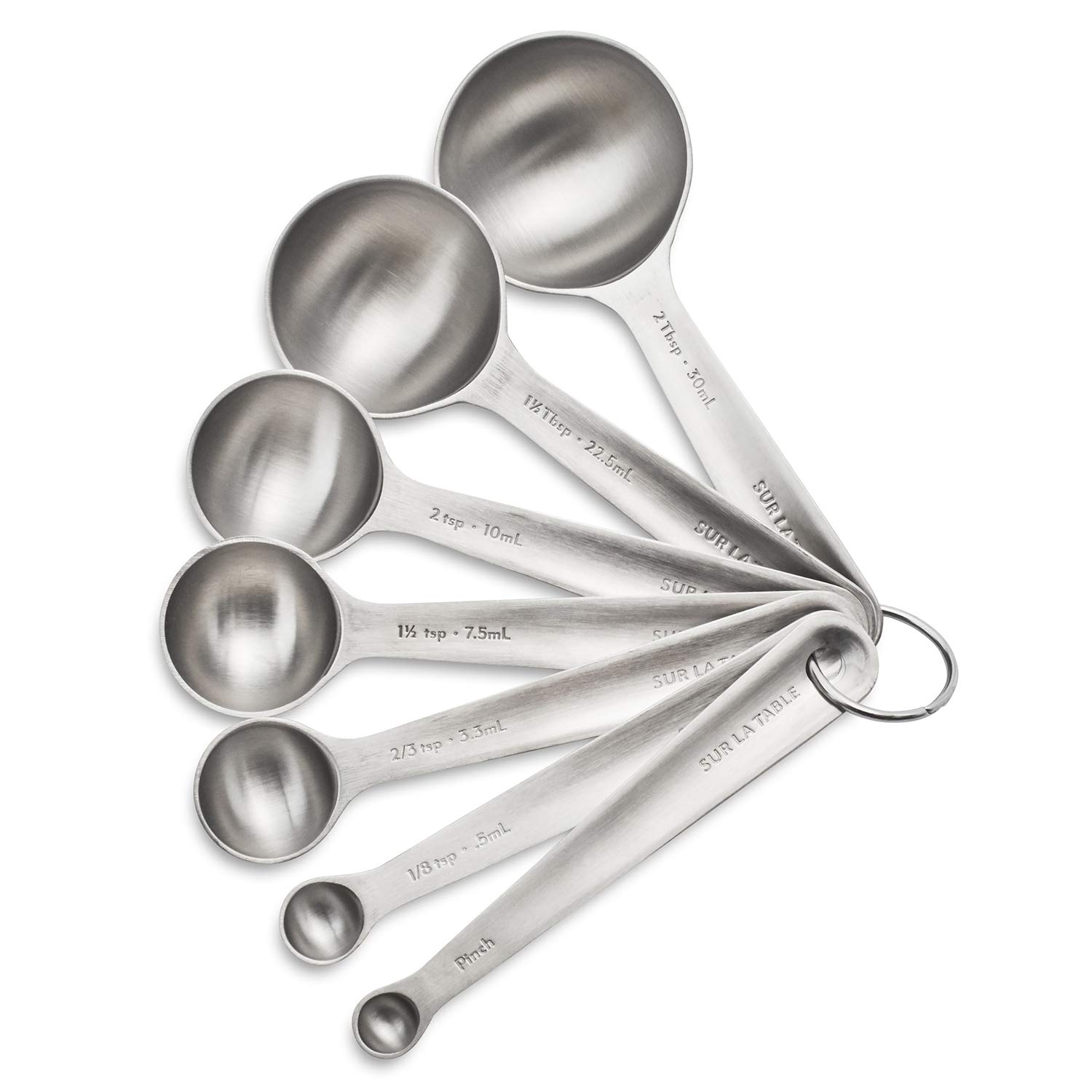 Sur La Table 7-Piece Silver Measuring Spoons Set for Baking & Cooking