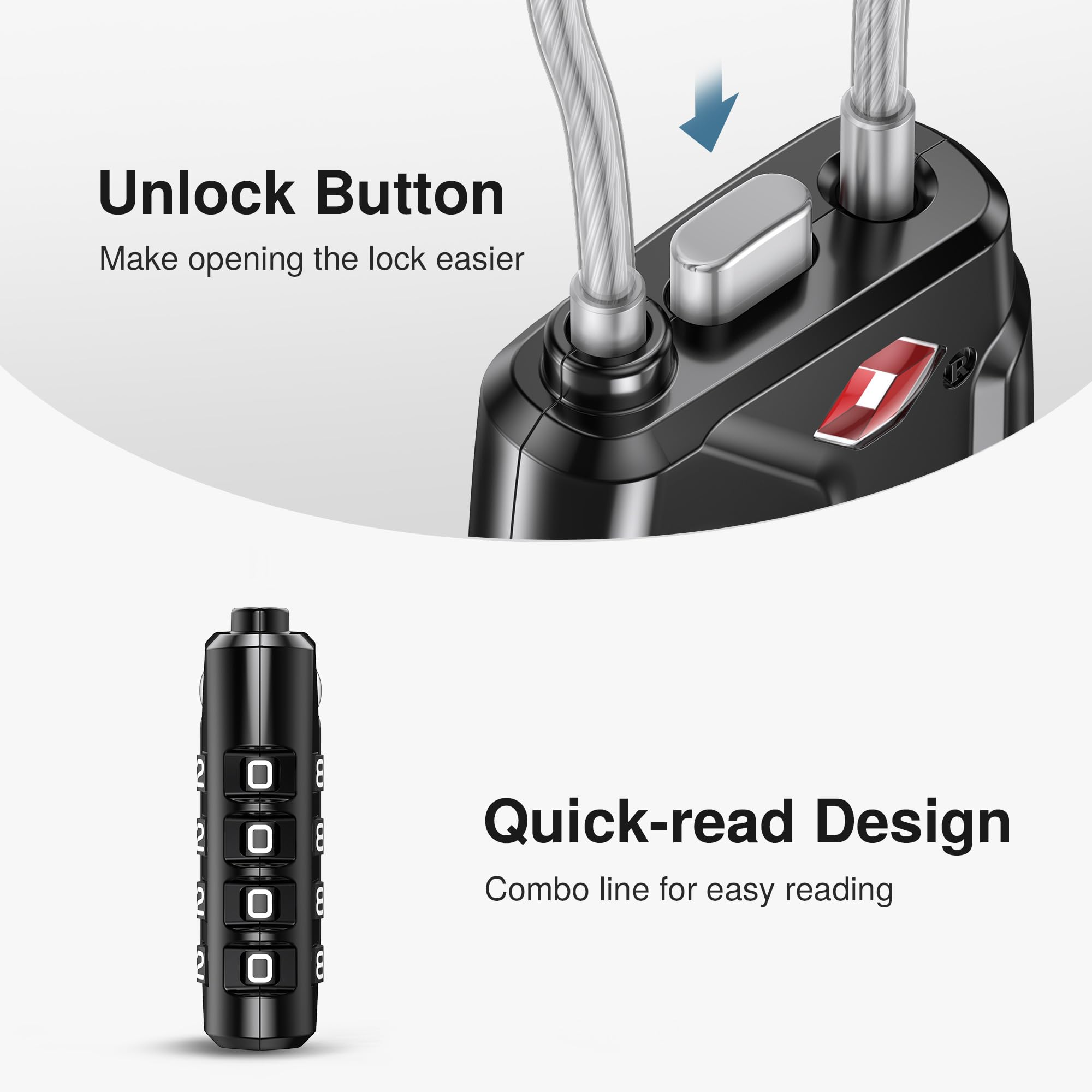 Puroma 2 Pack TSA Approved Luggage Locks - Secure 4 Digit Combination Travel Locks with Resettable Code & Durable Zinc Alloy Body for Suitcases, Backpacks, Gym Lockers & Toolboxes (Black) - Perfect for Air Travel, School, Work & Outdoor Adventures