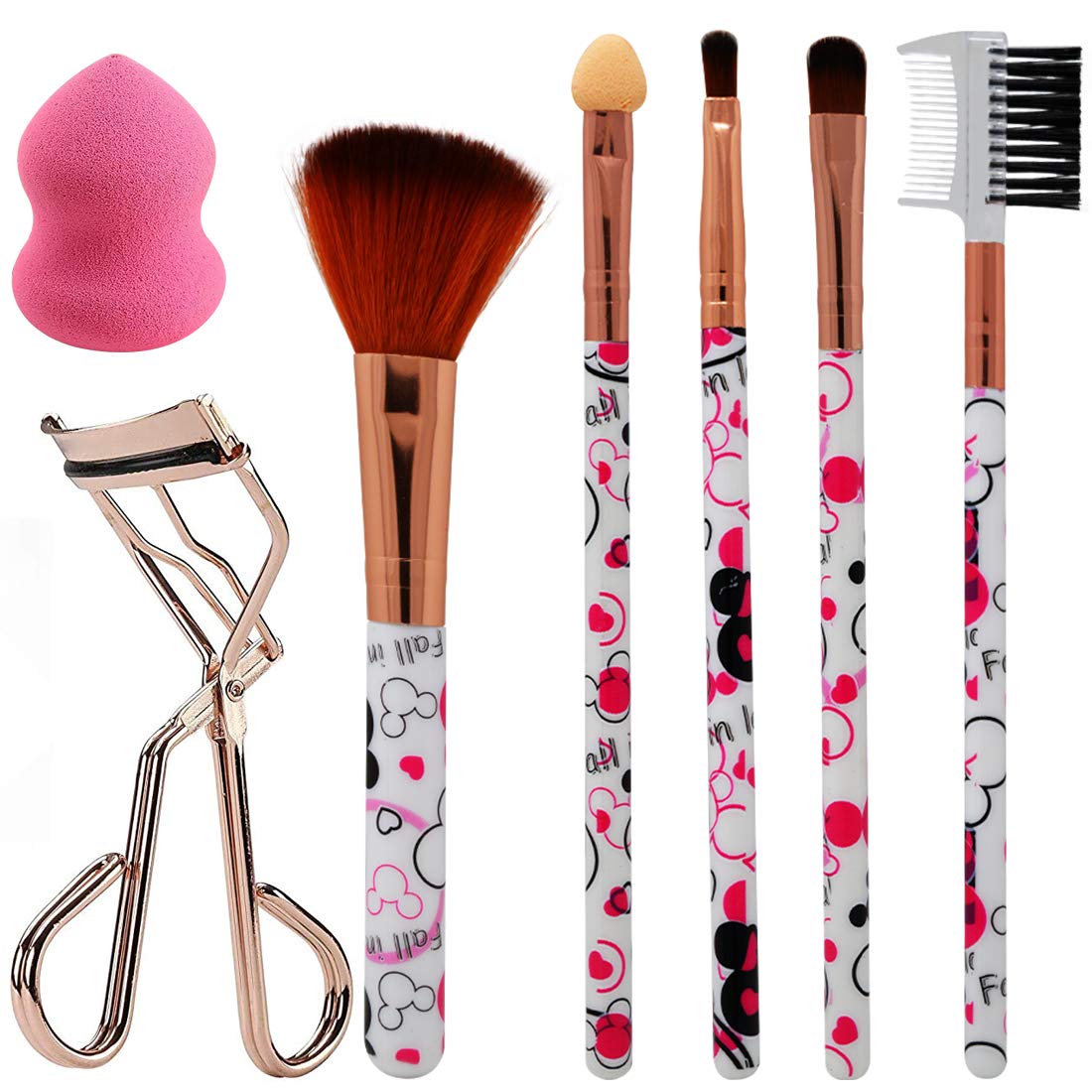 Professional Adbeni Beauty Surprise Kit - 12-Piece Makeup Brush Set with Beauty Blender & Eyelash Curler | Vegan Cruelty-Free Makeup Tools for Foundation, Contouring & Eye Makeup | Perfect for Travel & Professional Makeup Artists