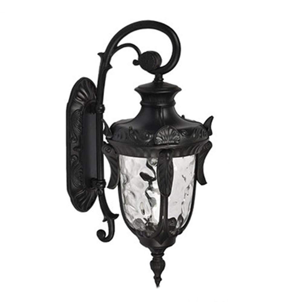 Vintage Antique Black Outdoor Wall Lamp - IP44 Waterproof, Cast Aluminum & Glass Oval Design, E27 Bulb - Perfect for Garden, Terrace, Patio, and Exterior Wall Lighting