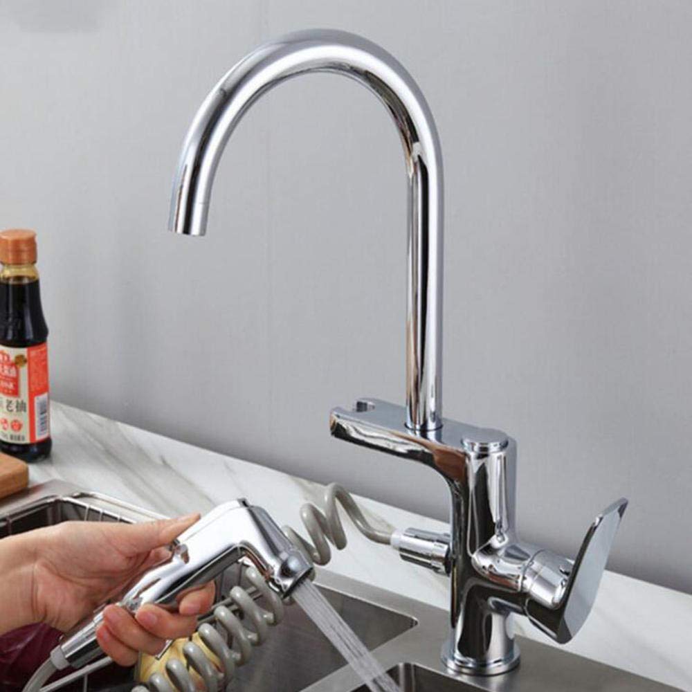 High-Quality Pull-Out Sprayer Kitchen Faucet with Hot & Cold Mixing - 360° Rotating Retractable Spray Gun for Modern Sink | Perfect for Cooking, Washing Dishes & Cleaning Vegetables