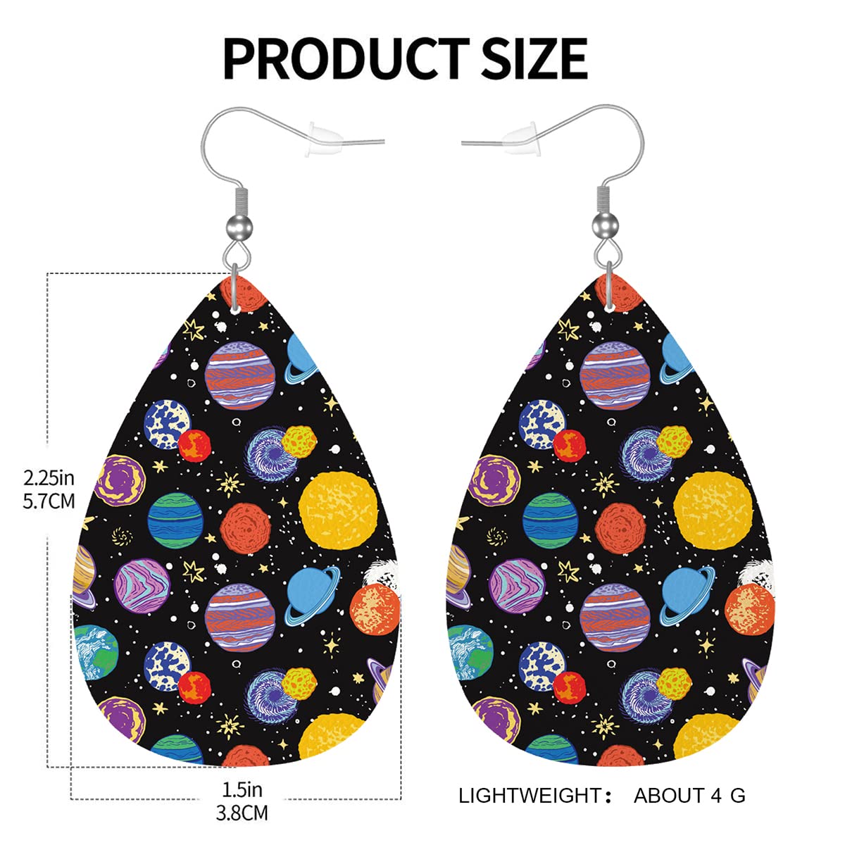 Zokola Planet Space Faux Leather Earrings for Women - Stylish Galaxy Star Universe Dangle Earrings | Perfect for Cosplay, Rave Parties & Unique Gift Giving