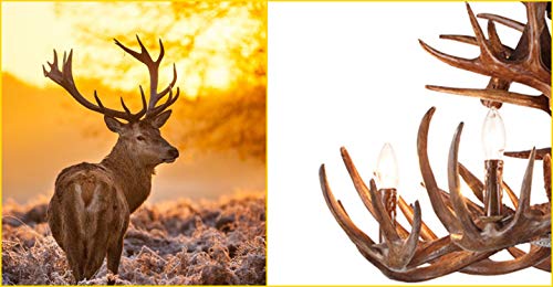 Rustic Antlers Chandelier - 4-Light Deer Horn Pendant Lamp with Farmhouse Candle Style for Dining Room, Living Room & Cabin Decor | Perfect for Cozy Cabin Retreats, Rustic Weddings and Western-Themed Home Decor