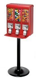 Triple Shop Gumball and Candy Vending Machine - Red Color Bulk Candy Dispenser for Parties, Stores, and Home Use