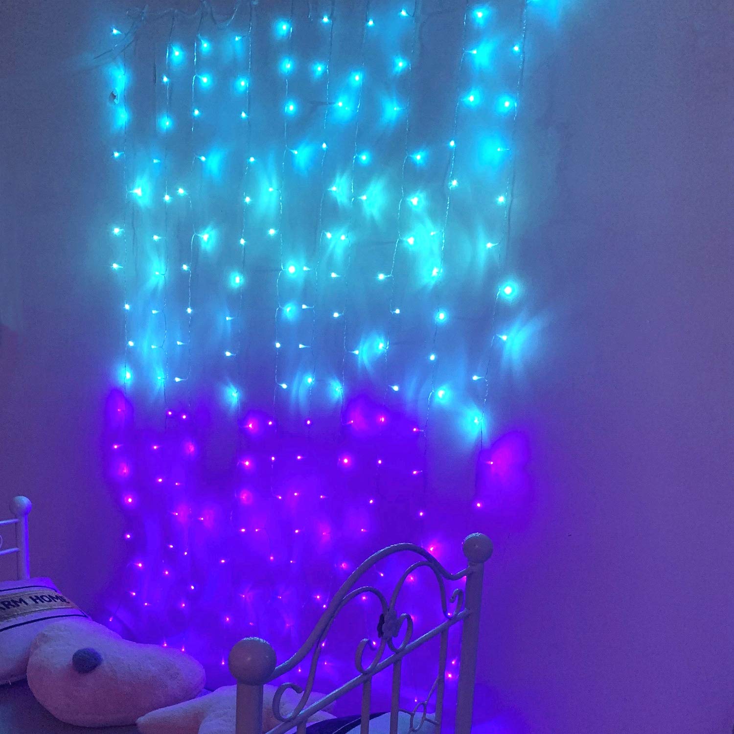 LED Fairy String Lights - Turquoise, Teal, Blue, Lavender, Purple Twinkle Curtain Lights for Bedroom Wall | Kawaii Unicorn Mermaid Teen Room Decor | Perfect for Girls' Bedrooms, Dorm Rooms & Party Decorations