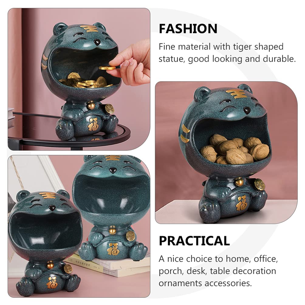 Year of The Tiger Resin Storage Bowl - Cute Animal Succulent Planter, Pen Holder, Key Organizer & Jewelry Tray for Office & Home Decor | Multi-Purpose Desk Organizer for Plants, Stationery & Accessories