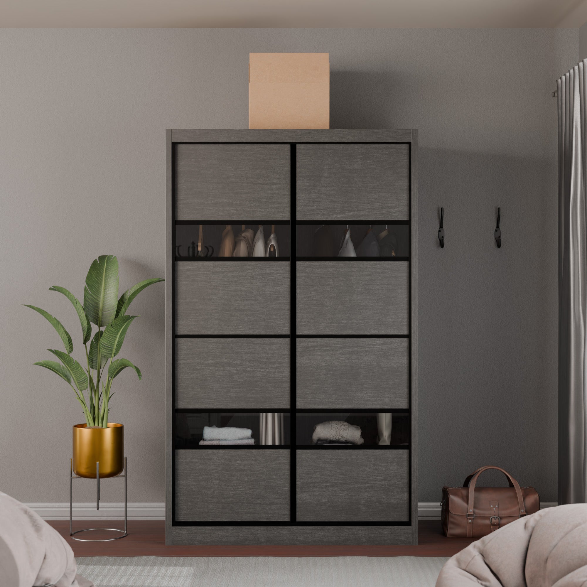 Josie Modular Wardrobe W05 - Customizable Closet Organizer System for Bedroom & Walk-in Closets | Space-Saving Storage Solution for Clothes, Shoes & Accessories