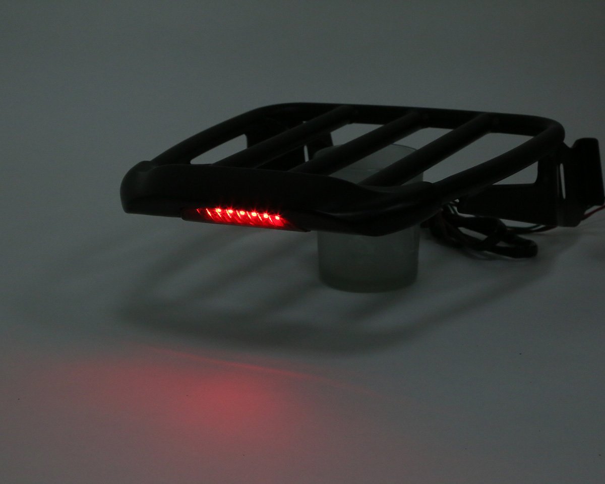 XFMT Detachable Two-Up Luggage Rack with LED Lights for Harley Sportster XL Dyna Softail 2004-2017 - Perfect for Long Rides & Road Trips