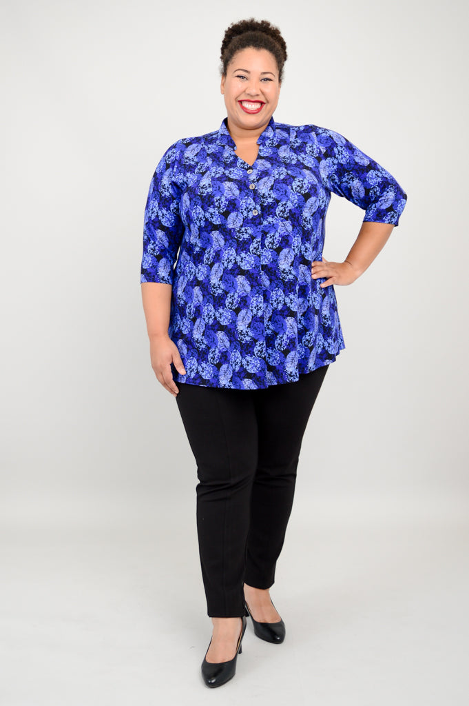 Edwina Women's Bamboo Top with Ice Foliage Print - Breathable Summer Blouse for Casual Wear, Office & Outdoor Activities