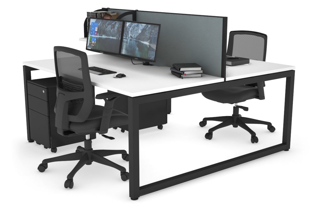 Quadro Loop Legs 2 Person Office Workstation - 1600L x 800W with Cable Management - Modern Shared Desk for Collaborative Workspaces & Home Offices