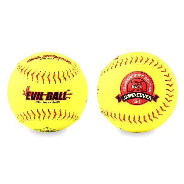 Evil Sports 52/300 Distance Tournament Edition USA/ASA 12 Slowpitch Softballs - High Performance Softballs for Competitive Play & Training