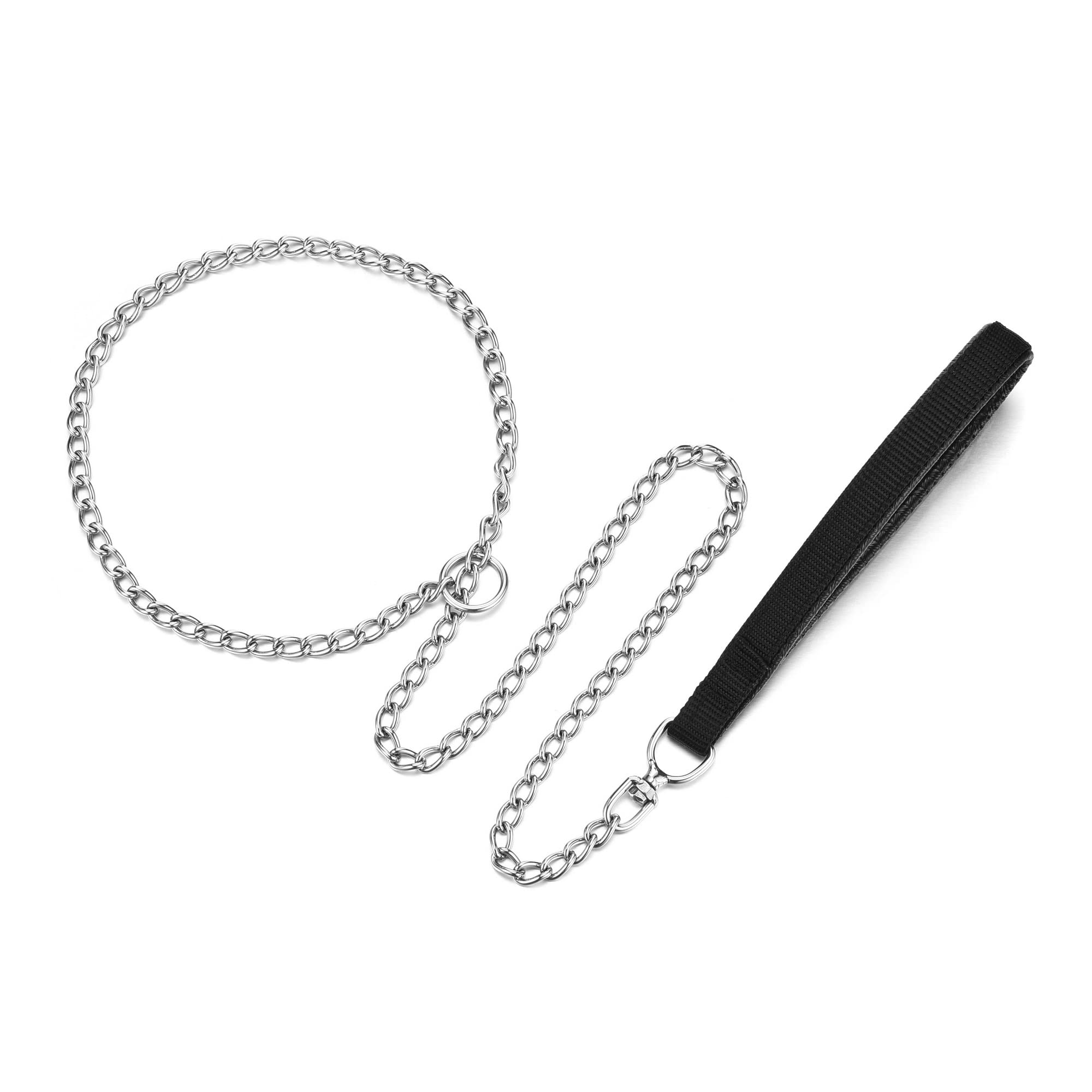 **Heavy Duty Chew Proof Metal Dog Leash with Integrated Collar – 4ft Sturdy P Chain Slip Leash for Large & Medium Dogs – Padded Handle for Comfort – Perfect for Training, Walking & Outdoor Adventures**