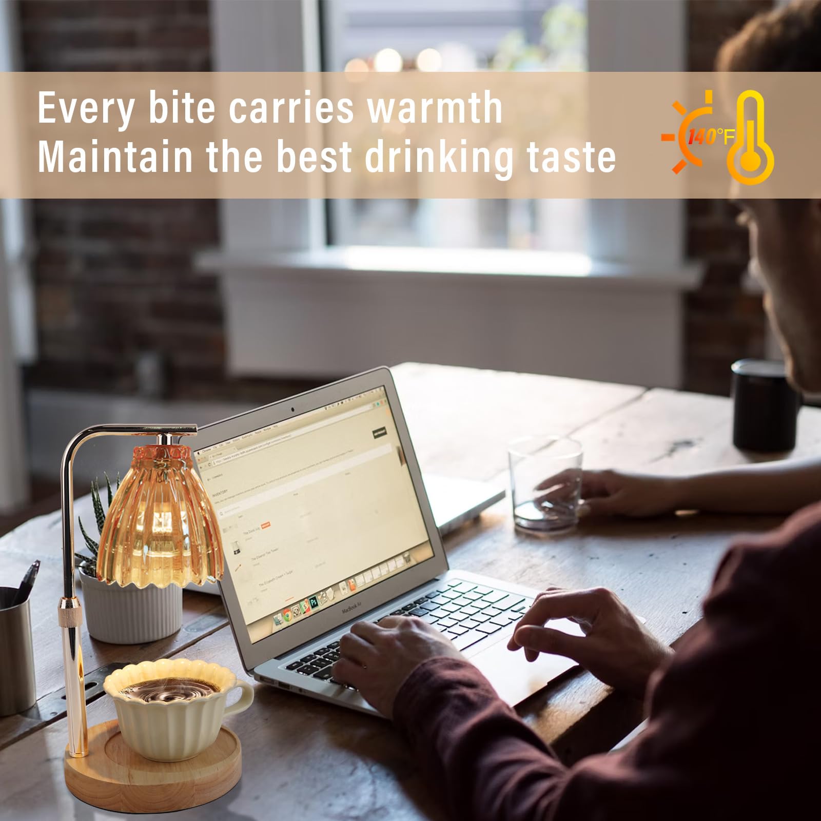 50W Candle Warmer Lamp with Timer - Adjustable Height Coffee Mug & Wax Warmer for Home, Office, Desk Decor - Perfect Gift for Women & Men (Includes 2 Bulbs) - Ideal for Aromatherapy, Relaxation, and Creating Cozy Ambiance