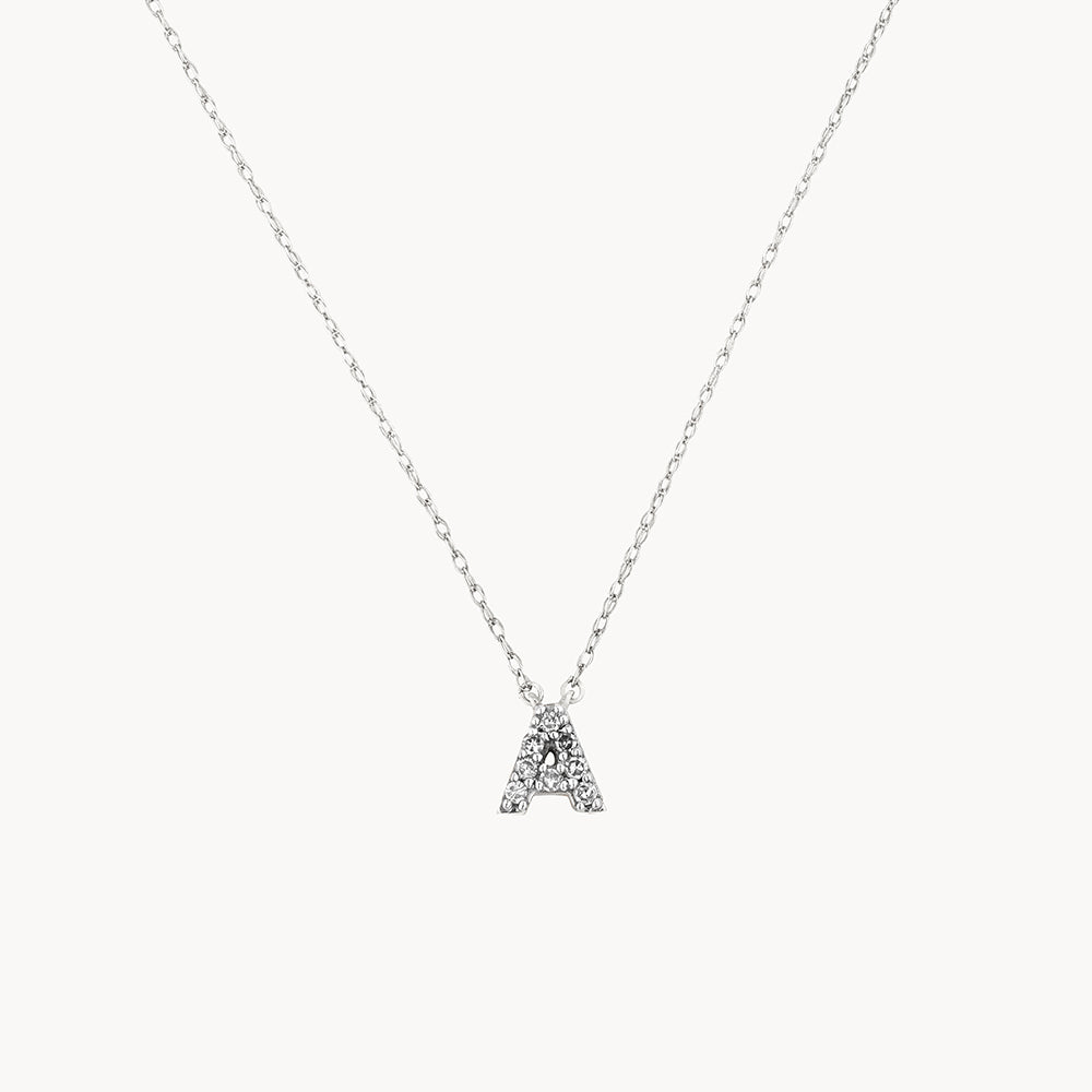 Diamond Letter A Necklace in Sterling Silver - Elegant Initial Jewelry for Women, Perfect for Gifts, Anniversaries & Everyday Wear
