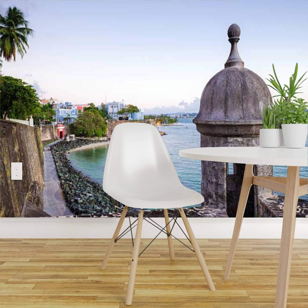 RECETHROWS Peel and Stick Wallpaper - Old San Juan Puerto Rico Landscape Mural, Self-Adhesive Removable Vinyl Wall Sticker for Home Decor (Perfect for Living Rooms, Bedrooms & Offices)