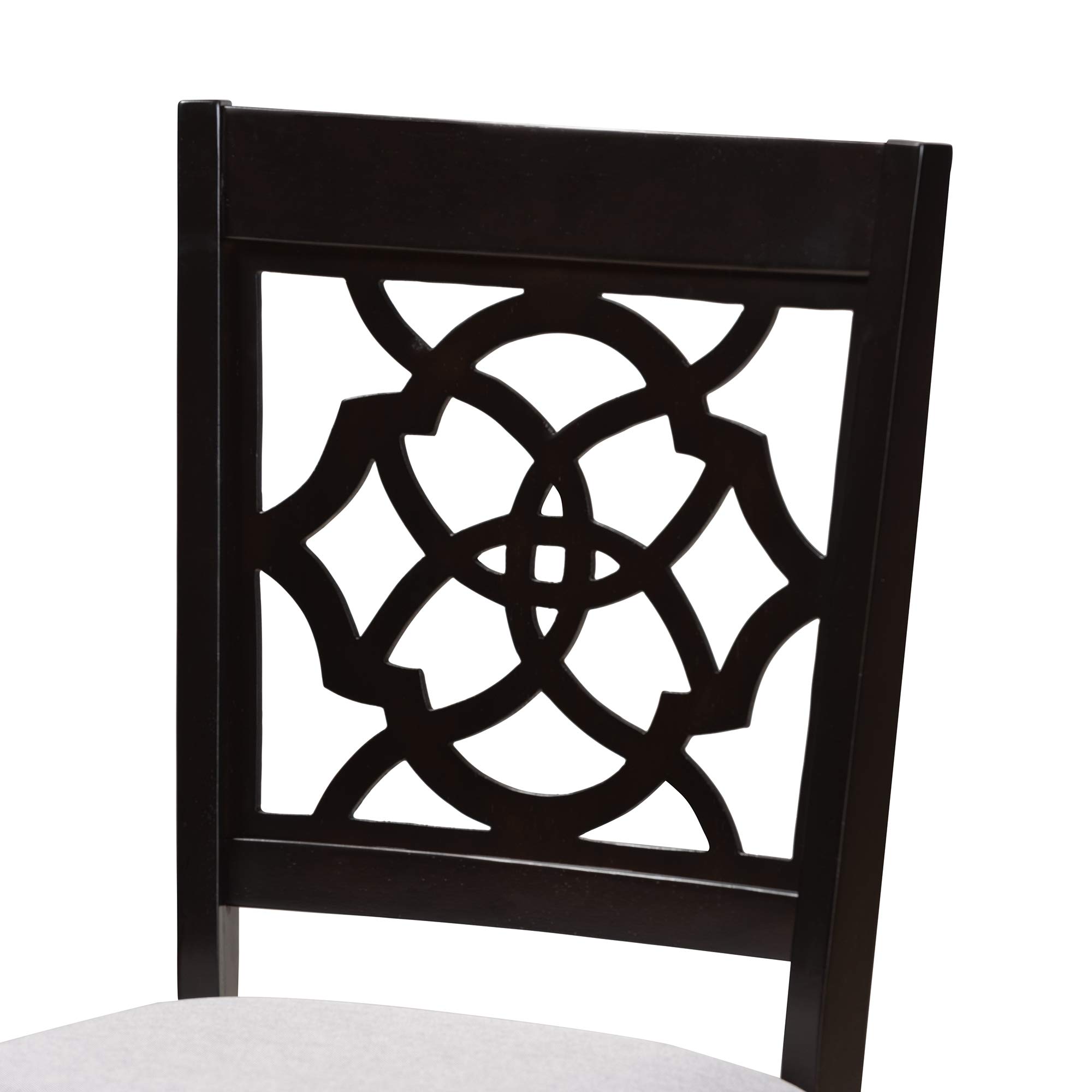 Baxton Studio Renaud Dining Chair - Grey Fabric Upholstered with Espresso Brown Wood Frame - Modern Kitchen & Dining Room Furniture for Home & Restaurant Use