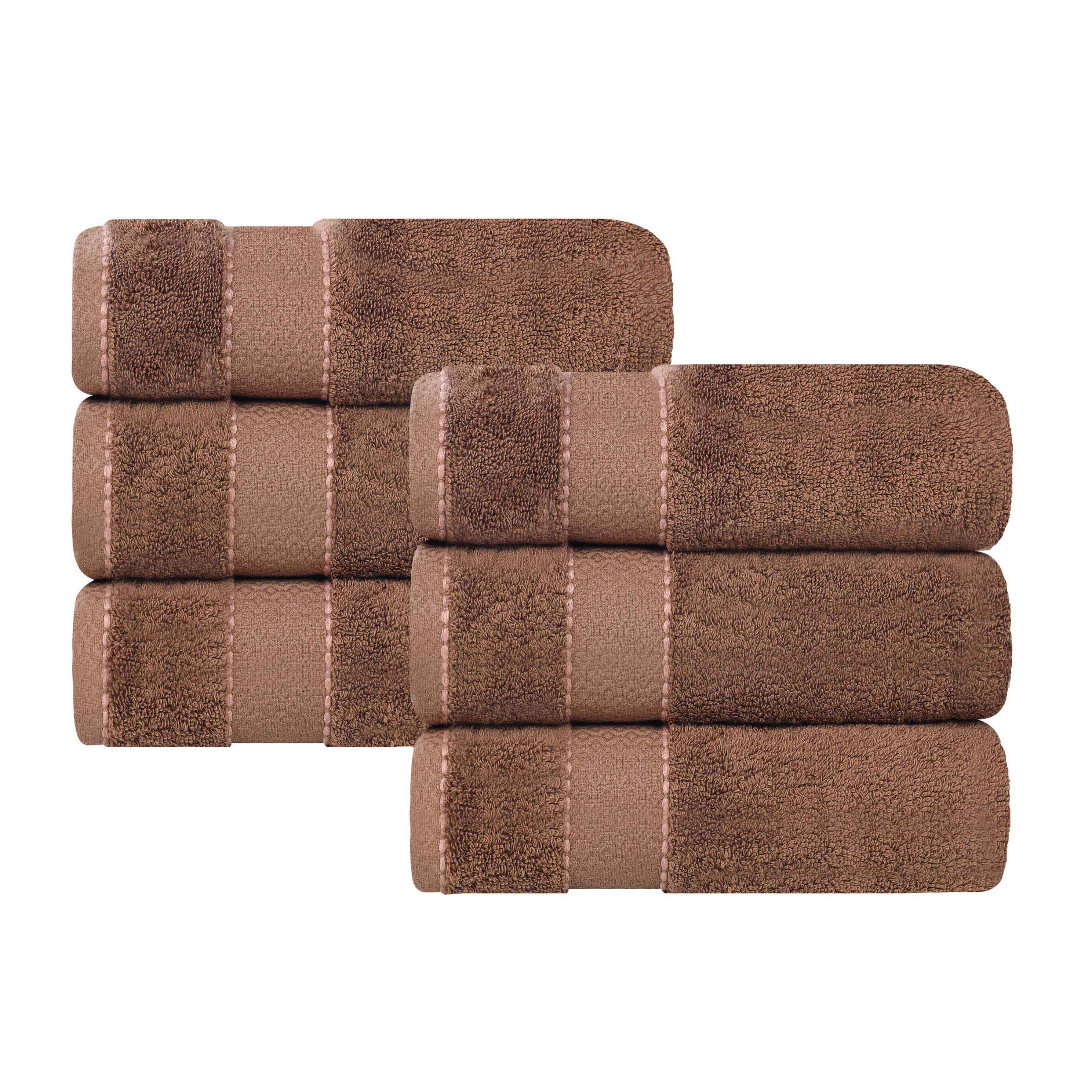 Premium Giza Cotton Dobby Hand Towels - Ultra Absorbent Set of 6 - Made in Egypt - Soft & Luxurious Bath, Kitchen & Guest Towels for Spa, Hotel & Home Use